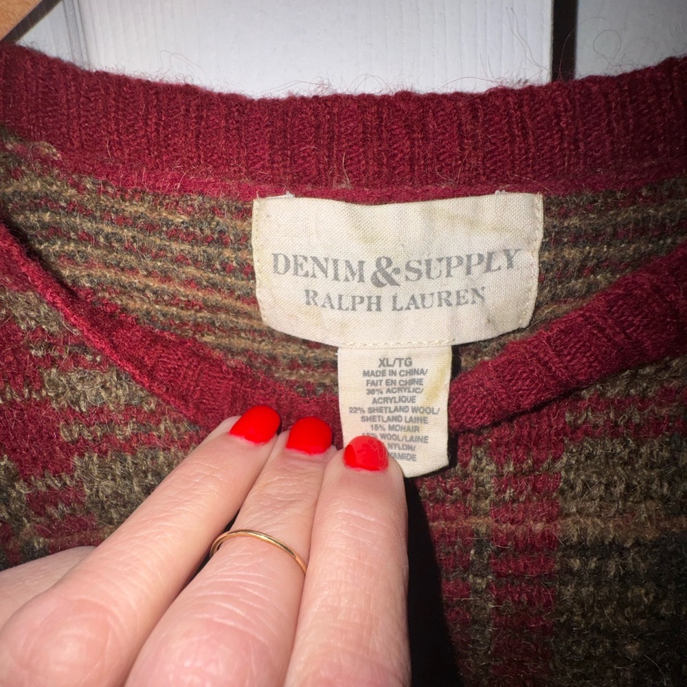 Denim & Supply Ralph Lauren Plaid Wool Blend Sweater | XL | Rustic Cabin Core - Picture 2 of 7